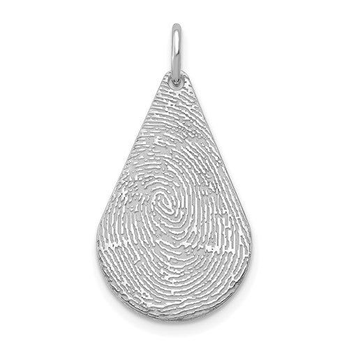 Teardrop Fingerprint Personalized Charm Polished Finish, (Available in 10k & 14k Yellow Gold, Sterling Silver, and Gold Plated Sterling Silver 22.56mm