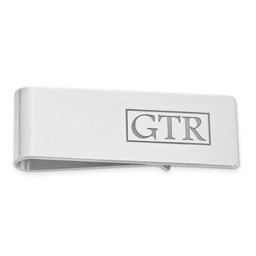 Custom Monogram Money Clip Available in 14k Yellow or White Gold & Gold Plated Sterling Silver or Sterling Silver, 54mm (2.1 x .75 inches)
