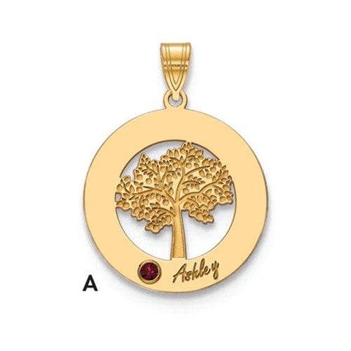 Gold Plated over Sterling Silver Pendant Up to 5 Names & Birthstones Mothers Circle Pendant (1.2 inches) Pendant Only- Just For Mom Collection